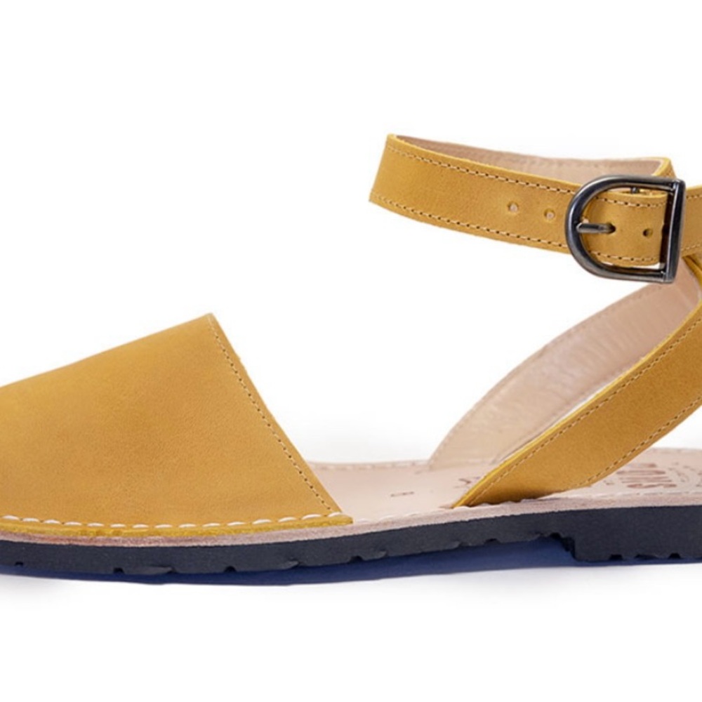 Pons Avarcas - Yellow Open-Toe Sandals with Adjustable Ankle Strap
